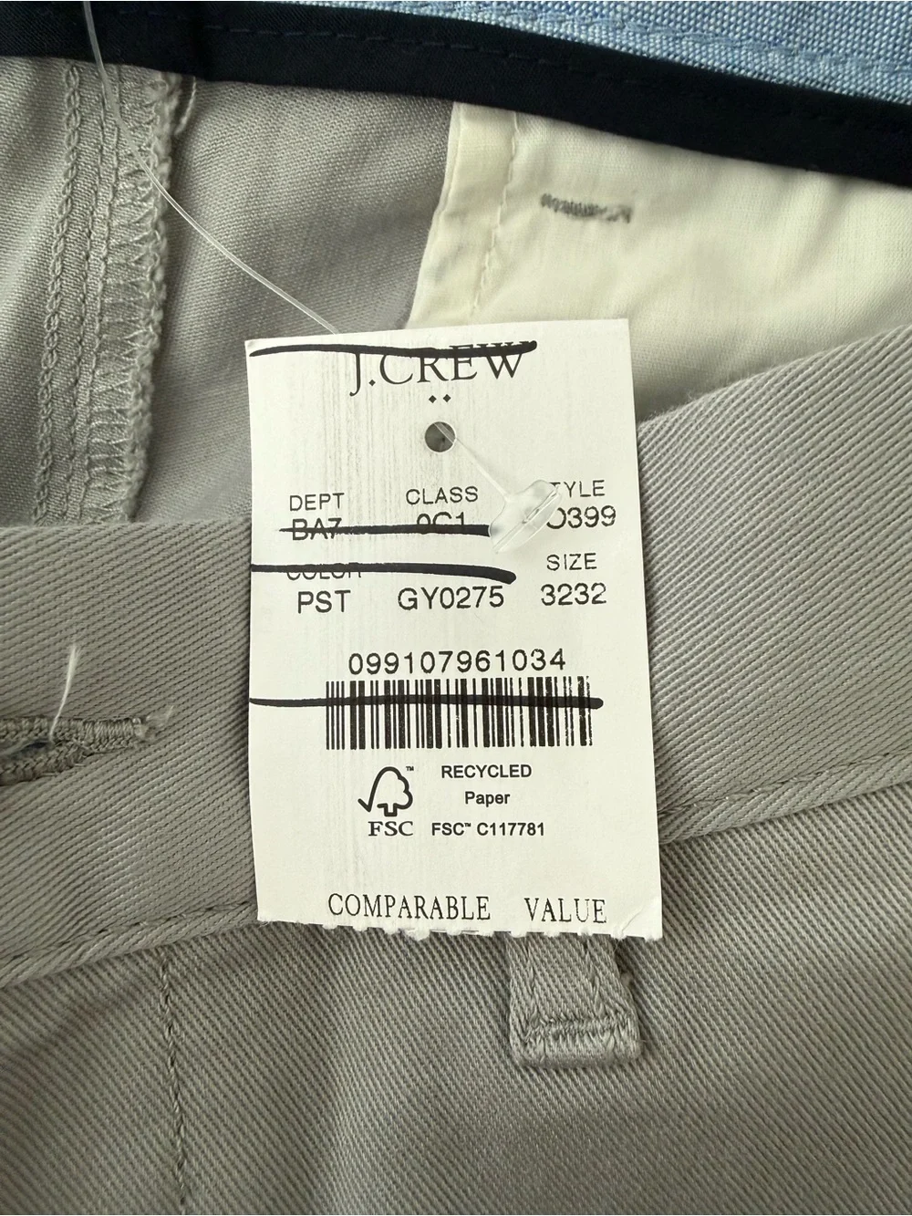 NWT J. Crew Slim-fit Original Chino Pant Polished Stone Light Gray Size 32x32